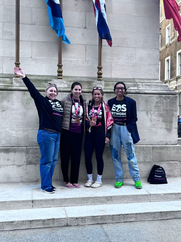  Participants wearing EOS Network branded clothing at London Marathon 2024 for eosinophilic disease awareness