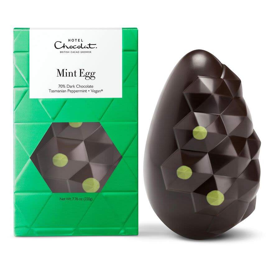chocolate mint easter egg from hotel chocolate made with unique geometric design