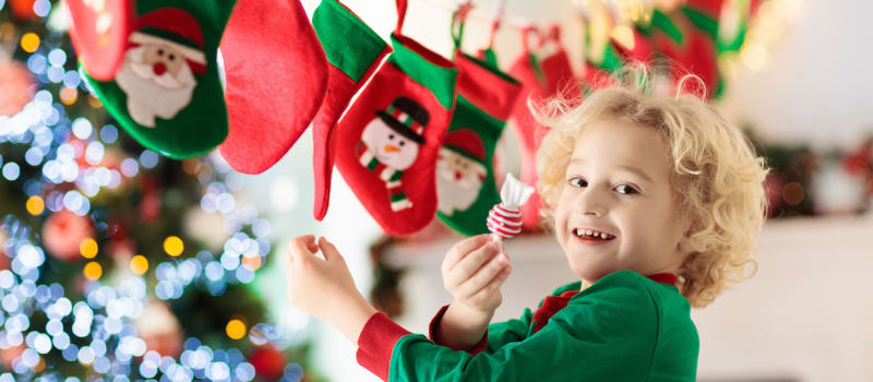 Christmas advent calendar with a child banner