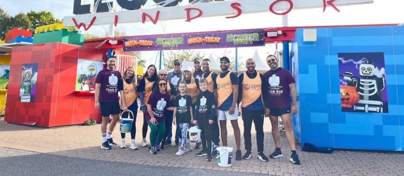 a group of people in branded tshirts fundraising